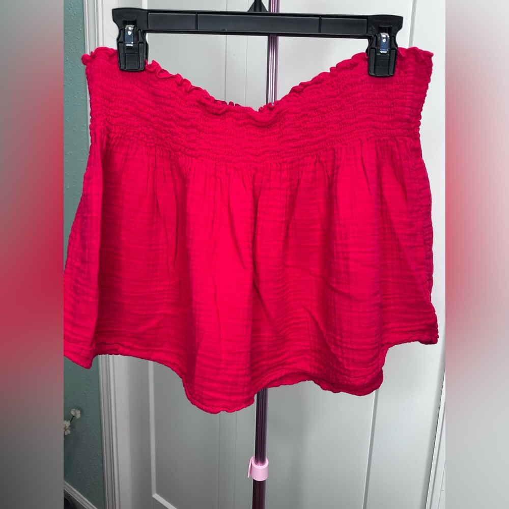 Anthropology Stark X Large red mini skirt beach cruise spring 100% cotton